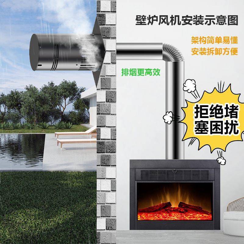 真火炉颗粒炉暖气炉风烟囱排烟风机耐高烟XAP温排壁烟机家用囱引