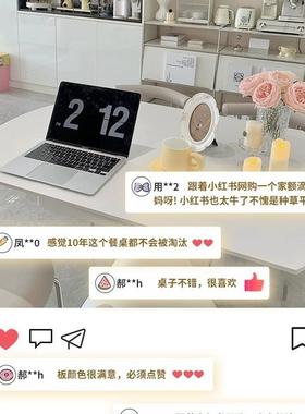 黑色尔哑光岩板餐旋转伸缩IVM折方叠桌华兹餐桌变圆两用桌子