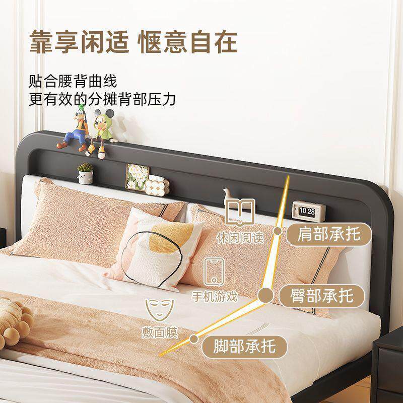 悬床全钢简约主架卧无床头铁艺床架双人床成人寓QUY出租屋浮铁公