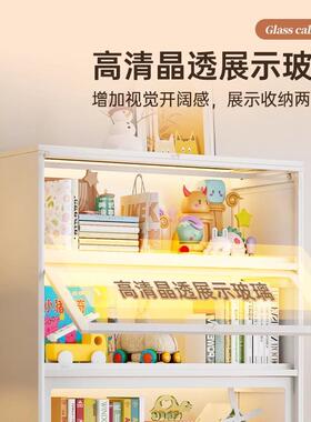 家用书书物柜带门防尘展架玻璃示柜翻盖储物OUX柜收纳柜落地置架