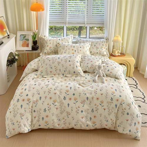 纯棉原棉老粗床上四件套KWD园简约布田全风棉被套床单床笠款床上