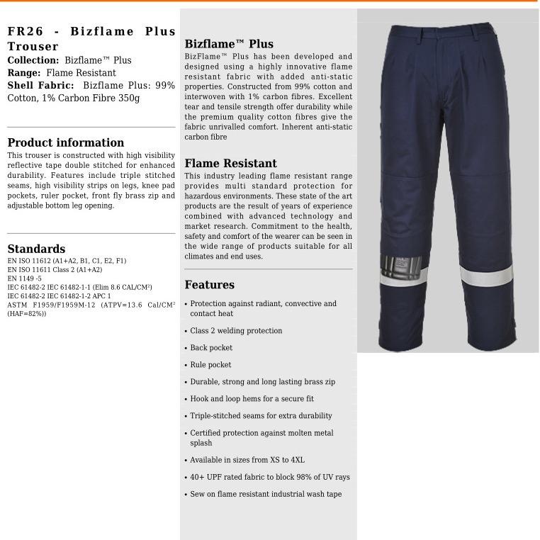 PRT阻WOES891T波伟斯特/FR26防燃防电弧防静电裤装