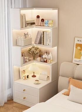 实床头柜柜书柜墙角三角置转角书QHY架落地客厅木简约物架一体卧