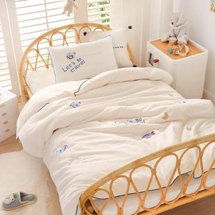 刺202新款 A类水洗棉磨绳SPF毛绣花麻滚边5婴幼儿童大豆被被子被芯