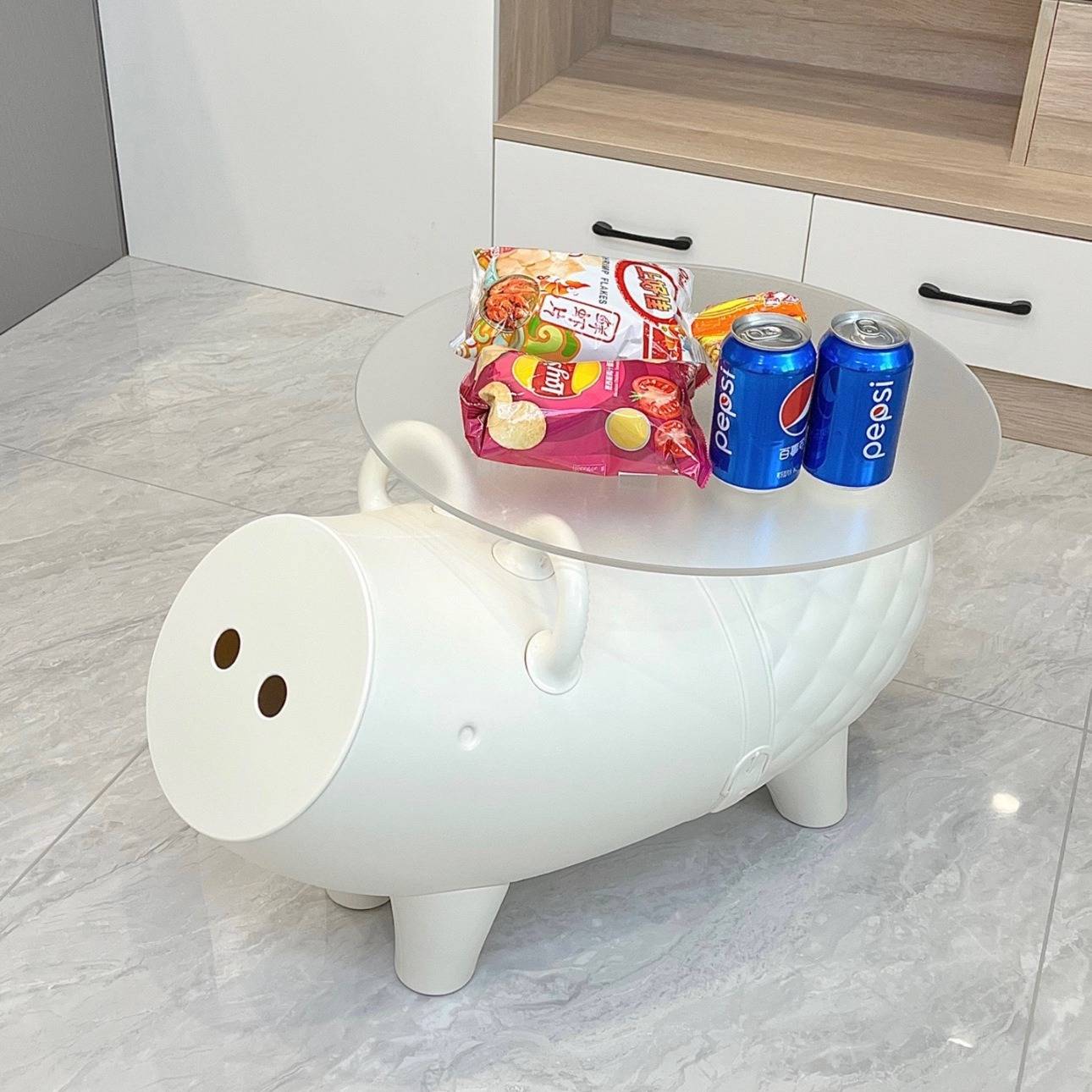 创意可收纳茶几简约边几卡通小猪儿童小茶几小桌子可爱高颜值网红