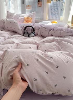 a类洗棉四件套学生单宿上舍三件套纯棉全床XRR用品床水被套罩4