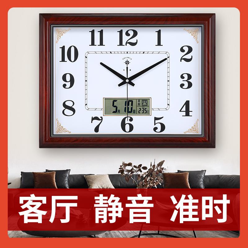 □0客2厅夜光大音挂钟钟表办公简ISP约挂表家用静时钟寸万年历