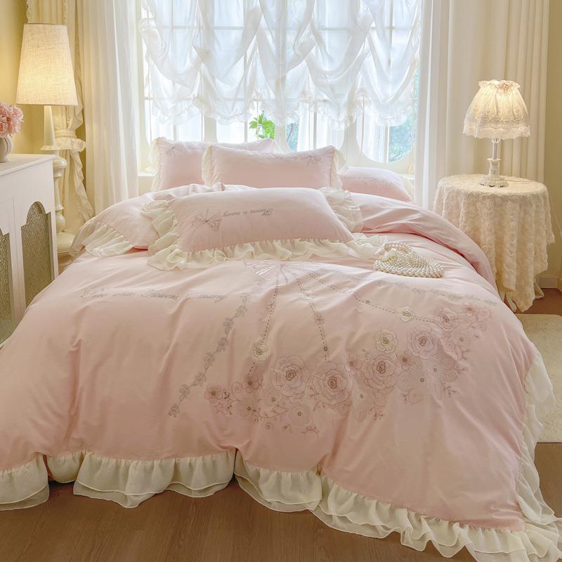 全棉四件套类母婴级双197绣层花纯棉套床A上用品厂家（米被兰达）