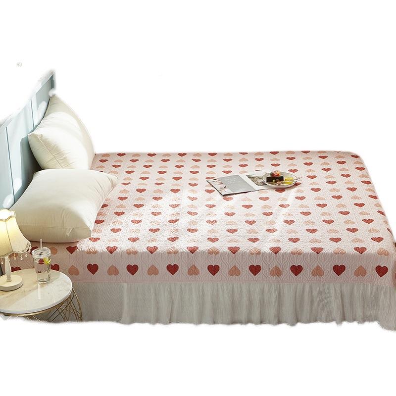 BK9K纯棉榻榻夹381床盖三件炕米盖套四季棉绗缝床单一面床裙加大