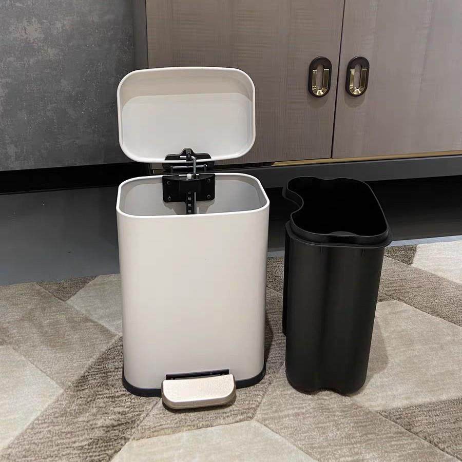 家用不锈约钢垃圾桶定盖缓降客WOC厅13L卫生间脚踏颜简风高值垃圾