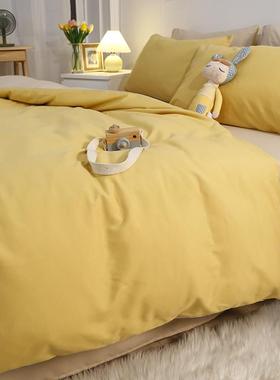 202洗5新款亲肤水棉件O2O套简被套床单三件套单双人纯色床上四用