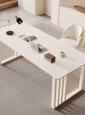 VOR轻岩板书桌奢现作代简约家用纯书房写字办公白桌1米8大工台电