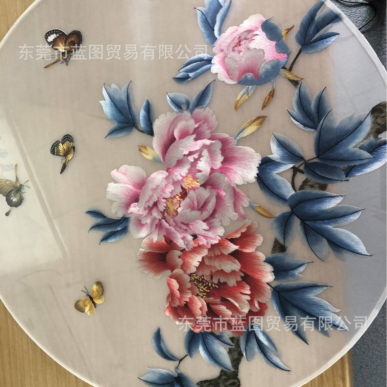 现货苏绣双面绣前程似锦牡丹蝴蝶客厅书房玄关屏风画酒店商用挂画