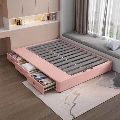 小户无床头榻榻米床物实木床抽屉收纳床箱体70117储落地无型靠床