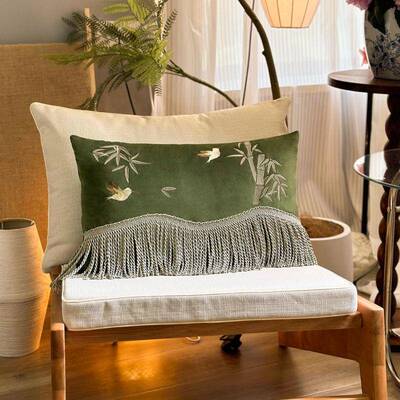 竹子古pxx10035风古刺绣绣花绒复中式丝轻奢法式氛围客中厅国沙发