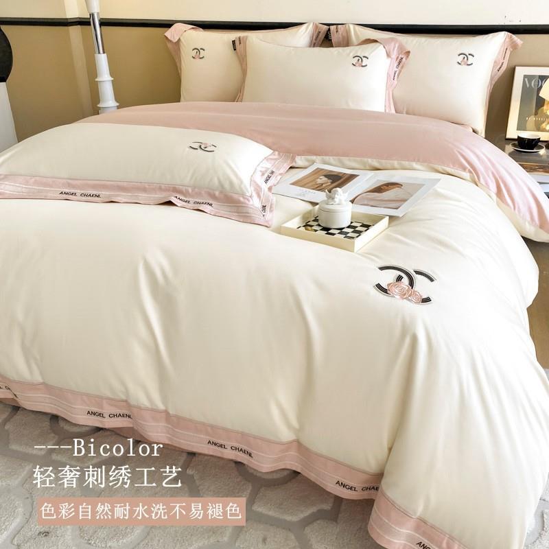 轻AL672310笠A类100支长奢绒棉四件山茶花全棉裸睡床上用品纯棉床