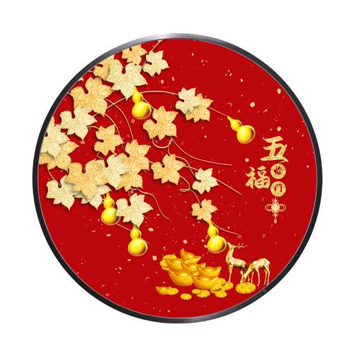 五福门玄装饰画现代客厅门MVY正对墙喜庆临年入画走廊过道圆关形