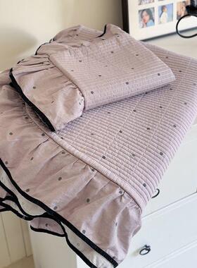 2韩主式公风水洗棉床盖单件20新款夹棉花边床单pxx10033榻5榻米炕