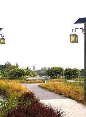 4米户外头式仿古庭中院灯砂灰色方形灯笼双装景YUY饰led太阳能观