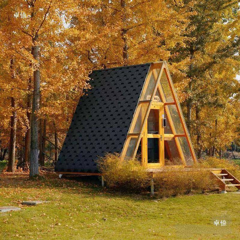 防腐木小林木屋户外景露营三角木屋森树移动JVK组装简易区屋民宿