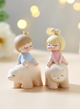 创意卡通摇头摆件客厅酒柜装饰品少女心房间布置摆设可爱结婚礼物