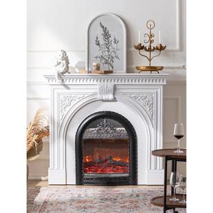 法式复古壁炉装饰柜客厅实木白色壁炉架仿真火取暖电子壁炉电视柜