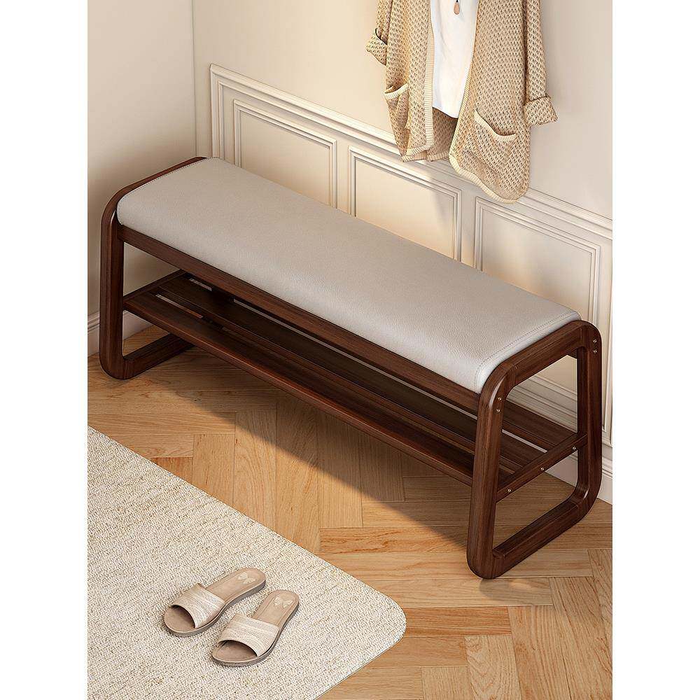 家用换鞋凳客厅入户门全实木软包坐垫长条凳门口可坐鞋柜坐凳一体