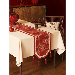 结婚茶几桌旗红色喜庆茶桌茶旗电视柜长条防尘盖布餐边柜台面盖巾