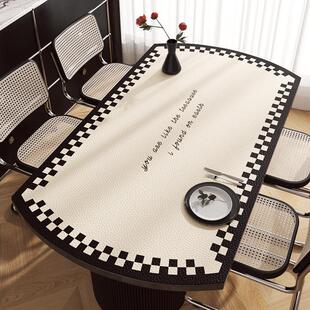 2025新款椭圆形桌垫防水防油免洗皮革垫茶几桌布轻奢高级感餐桌布