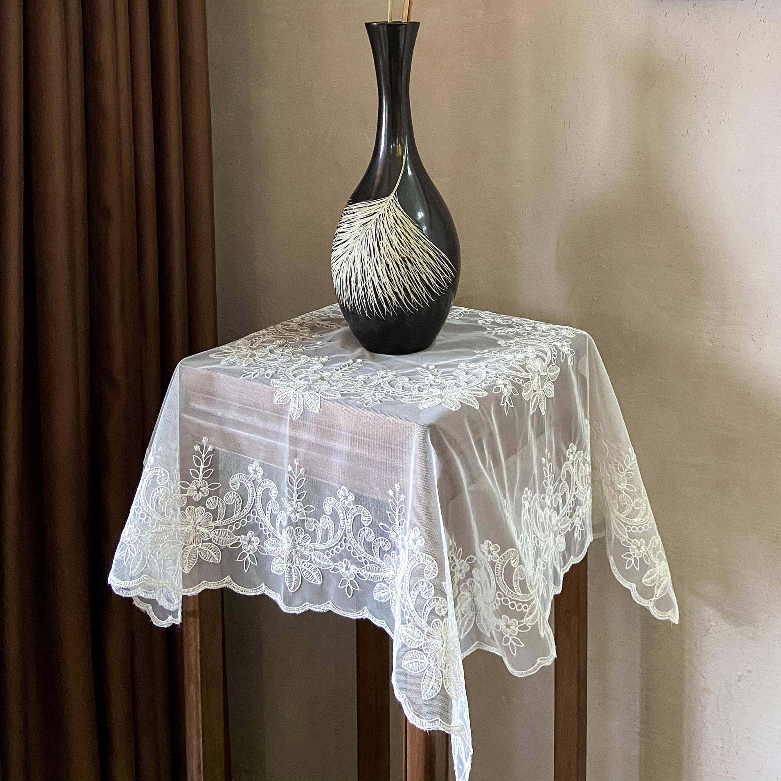 欧式蕾丝网纱简约床头柜盖布冰箱空调洗衣机电视茶具装饰防尘盖巾