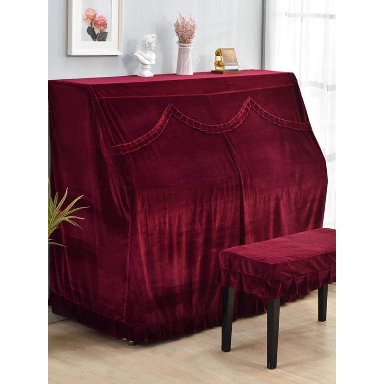 高级感钢琴罩轻奢高档防尘罩雅马哈卡哇伊全罩全包防尘简约金丝绒