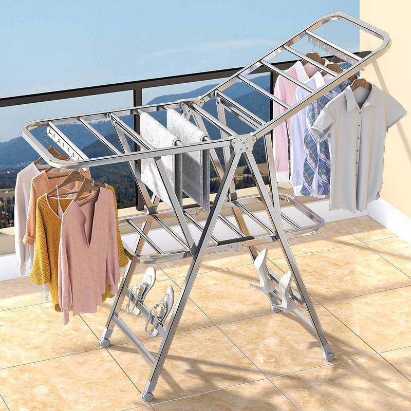 晾衣架落地折叠室内阳台家用婴儿宝宝卧室不锈钢简易挂晒被子神器,收纳整理,金属衣架,淘宝优惠券,粉丝福利购,淘宝优惠卷