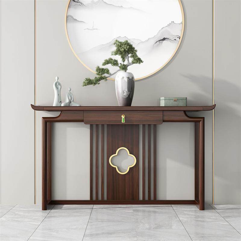 新中式玄关桌玄关柜实木条案入户门厅靠墙玄关台端景台乌金木轻奢