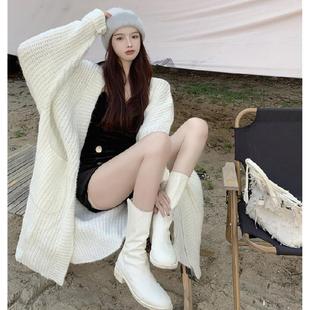 中长款毛衣外套开衫女春秋韩版慵懒风针织衫大衣宽松显瘦长袖上衣