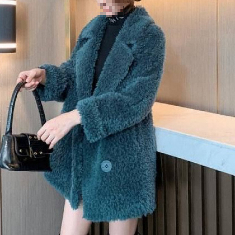 加厚绒毛外套女中长款202