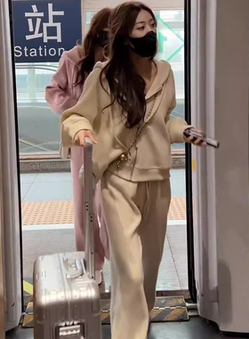 韩版新款时尚舒适休闲运动套装女秋季开衫卫衣长裤高级感两件套