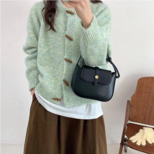 2025韩版 女秋冬慵懒风日系百搭软糯毛衣学生外套 宽松复古针织开衫