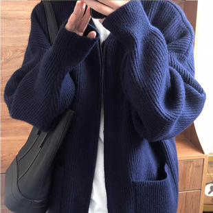 慵懒风休闲宽松亲肤上衣外套拉链针织衫 新款 女2025年秋季 针织衫