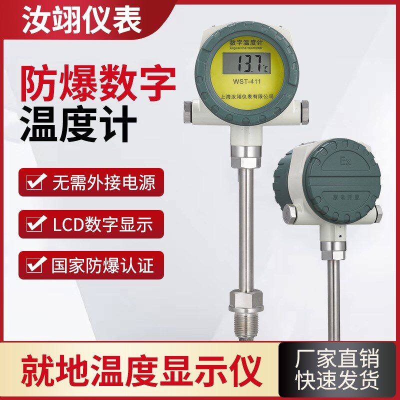 防爆数显高精度一体化温度计就地温度显示仪电池供电热电阻温度表