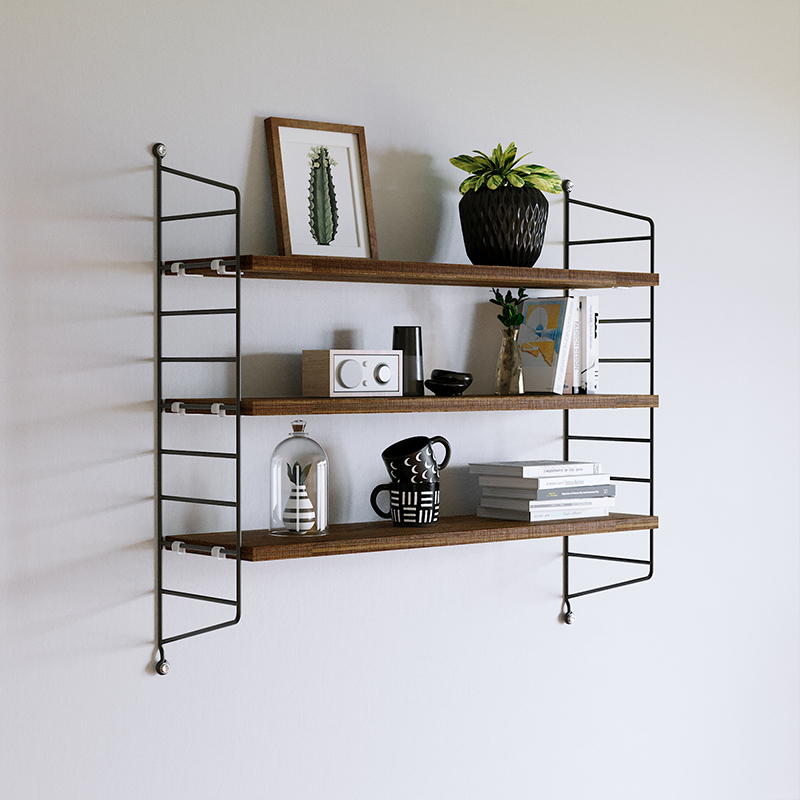 北欧免打孔墙上h置物架挂墙壁挂式收纳隔层板装饰架子铁艺书架墙