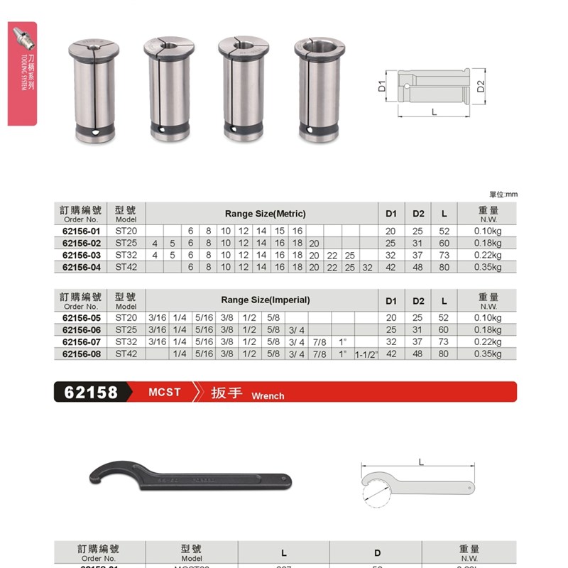 台湾精展ST强力筒夹ST25-4/5/6/8/10/12/14/16/20MM强力C型直筒夹