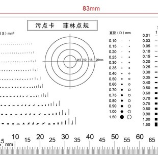 胸卡大小量规 点规透明菲林点规 污点卡 比对卡 污点裂缝对比软尺