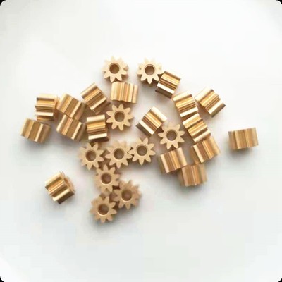 铜齿轮 1模 9齿 内孔3.9 高精微型小齿轮DERUN标准件 直齿轮 10只