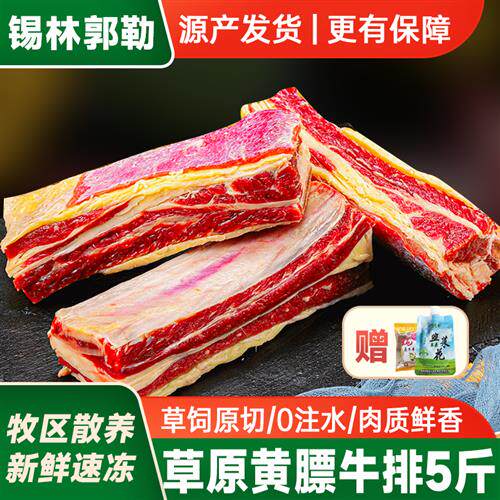 内蒙古黄膘牛排正宗新鲜整块原切牛肋排肋条肉草原散养草饲礼盒