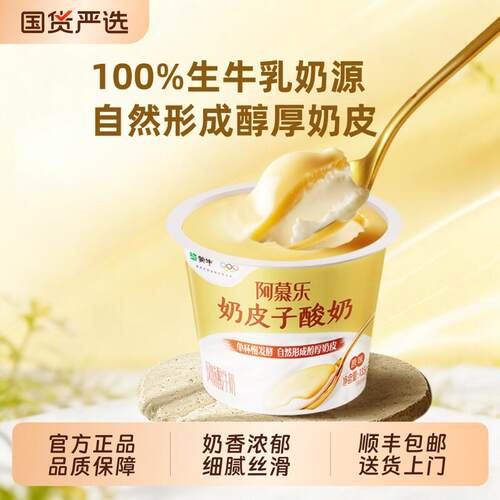 蒙牛阿慕乐奶皮子风味酸奶传统工艺低温厚下午茶早餐原味