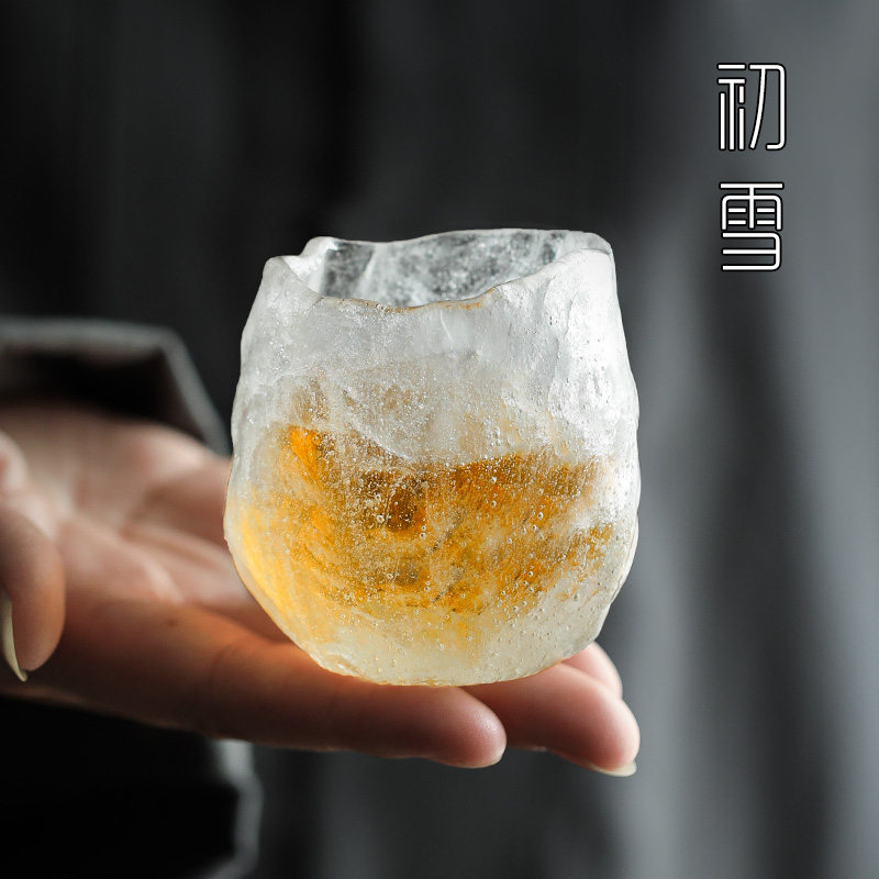 日式琉璃茶杯冰冻烧功q夫茶主人杯单杯茶具个人酒杯玻璃小杯子