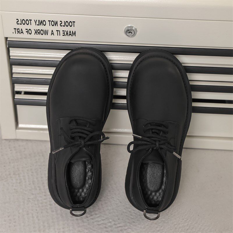 皮鞋男款2025新款高级感休闲鞋黑色厚底大头P鞋子年轻人通勤德比