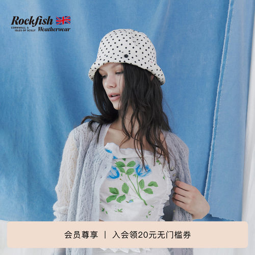 RockfishWeatherwear26夏季新品可掀帽檐女士波点双面两戴渔夫帽