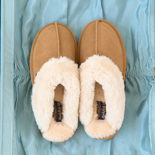 RockfishWeatherwear冬季一脚蹬外穿休闲加绒面包拖包头毛毛拖鞋