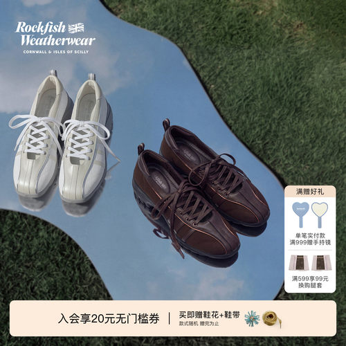 RockfishWeatherwear26夏季新品方头绑带休闲透气高跟芭蕾舞女鞋